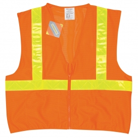 MCR Safety CL2MOV Type R Class 2 Hi-Gloss Mesh Safety Vest - Orange