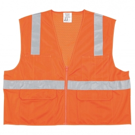 MCR Safety CL2OC Type R Class 2 Mesh Back Solid Front Dielectric Safety Vest - Orange