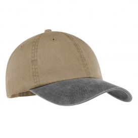 Port & Company CP83 Two-Tone Pigment-Dyed Cap - Khaki/Charcoal