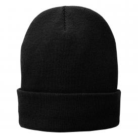 & Port Source Full | Fleece-Lined Cap Company - Black Knit CP90L