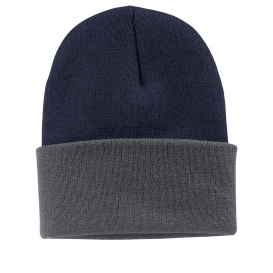 Port & Company CP90 Knit Cap - Navy/Athletic Oxford