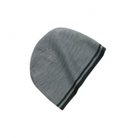 Port & Company CP93 Fine Knit Skull Cap with Stripes - Athletic Oxford/Black