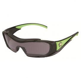 MCR Safety HL122AF HL1 Safety Glasses - Black/Green Frame - Gray Anti-Fog Lens