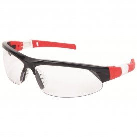 Crews VL120 VL Safety Glasses - Red/White/Blue Frame - Clear Lens