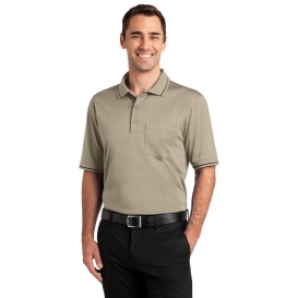 CornerStone CS415 Select Snag-Proof Tipped Pocket Polo - Tan/Black