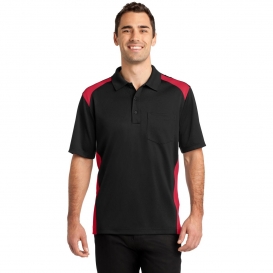 CornerStone CS416 Select Snag-Proof Two Way Colorblock Pocket Polo - Black/Red