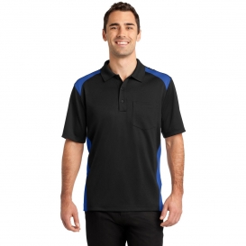 CornerStone CS416 Select Snag-Proof Two Way Colorblock Pocket Polo - Black/Royal