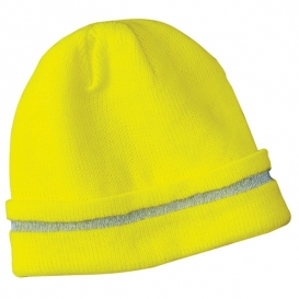 CornerStone CS800 Enhanced Visibility Beanie with Reflective Stripe - Yellow/Lime