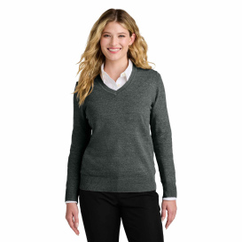 Port Authority LSW2850 Ladies Easy Care V-Neck Sweater - Charcoal Heather