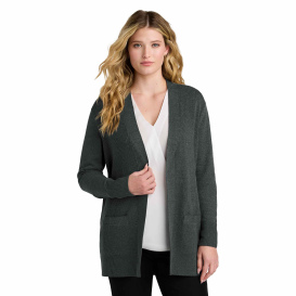 Port Authority LSW2890 Ladies Easy Care Open-Front Cardigan Sweater - Charcoal Heather