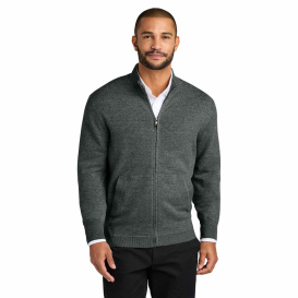 Port Authority SW2901 Easy Care Full-Zip Sweater - Charcoal Heather