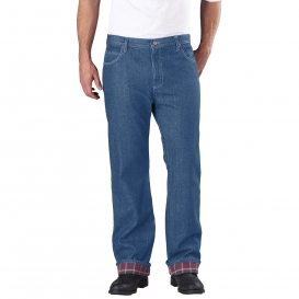 Dickies DD217 Relaxed Straight Fit Flannel-Lined Denim Jeans - Stonewashed Indigo Blue