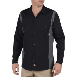 Dickies LL524 Industrial Color Block Long Sleeve Shirt - Black/Charcoal