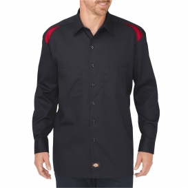 Dickies LL605 Long Sleeve Performance Team Shirt - Black/English Red