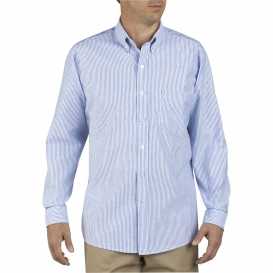 Dickies SS36 Button-Down Long Sleeve Oxford Shirt - White/Blue Stripe