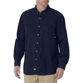 Dickies WL300 Long Sleeve Button-Down Denim Shirt - Rinsed Indigo Blue