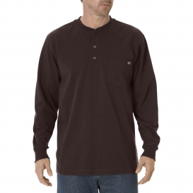 Dickies WL451 Long Sleeve Heavyweight Henley Shirt - Chocolate Brown