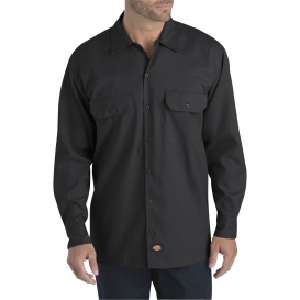 Dickies WL675 Relaxed Fit Long Sleeve Twill Work Shirt- Black