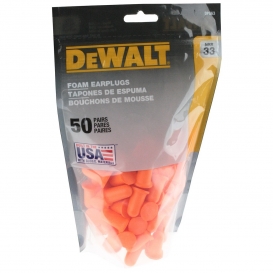 DeWalt DPG63 Bell Shape Disposable Foam Ear Plugs - Bag of 50 Pairs