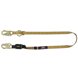 DEWALT DXFP615111 Single Leg Lanyard External Energy Absorber - Tie-Back to D-Ring - Steel Snap Hooks on Both Ends