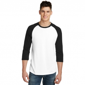 District DT6210 Young Mens Very Important Tee 3/4-Sleeve Raglan - Black/White