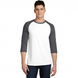 District DT6210 Young Mens Very Important Tee 3/4-Sleeve Raglan - Heathered Charcoal/White