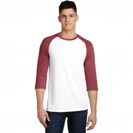 District DT6210 Young Mens Very Important Tee 3/4-Sleeve Raglan - Heathered Red/White