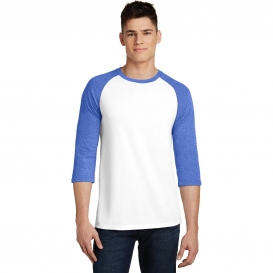 District DT6210 Young Mens Very Important Tee 3/4-Sleeve Raglan - Royal Frost/White