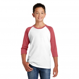 District DT6210Y Youth Very Important Tee 3/4-Sleeve Raglan - Heathered Red/White