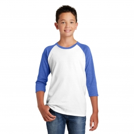 District DT6210Y Youth Very Important Tee 3/4-Sleeve Raglan - Royal Frost/White