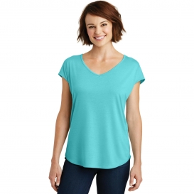 District Made DM416 Ladies Drapey Cross-Back Tee - Aqua Ice