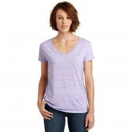District Made DM465 Ladies Cosmic Relaxed V-Neck Tee - White/Pink Cosmic