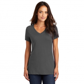 District DM1170L Women\'s Perfect Weight V-Neck Tee - Charcoal