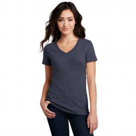 District DM1190L Women\'s Perfect Blend V-Neck Tee - Heathered Navy