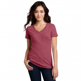 District DM1190L Women\'s Perfect Blend V-Neck Tee - Heathered Red
