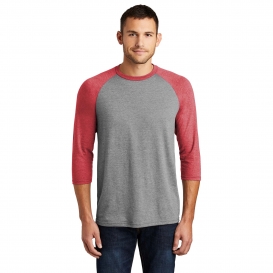 District DM136 Perfect Tri 3/4-Sleeve Raglan - Red Frost/Grey Frost