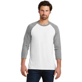 District Made DM136 Mens Perfect Tri 3/4-Sleeve Raglan - Grey Frost/White