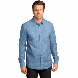 District Made DM3800 Mens Washed Woven Shirt - Light Blue