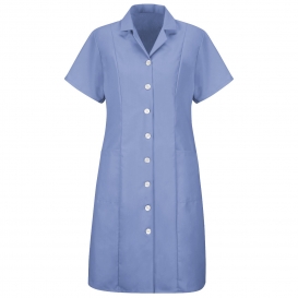 Red Kap DP23 Women\'s Short Sleeve Button Front Dress - Light Blue