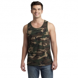 District DT1500 Young Mens Cotton Ringer Tank - Military Camo/Dark Army