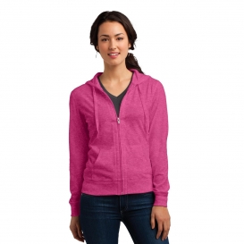 District DT2100 Juniors Lightweight Jersey Full-Zip Hoodie - Dark Fuchsia Heather