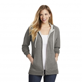 District DT456 Women\'s Perfect Tri French Terry Full-Zip Hoodie - Grey Frost