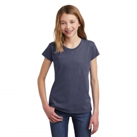 District DT6001YG Girls Very Important Tee - Heathered Navy