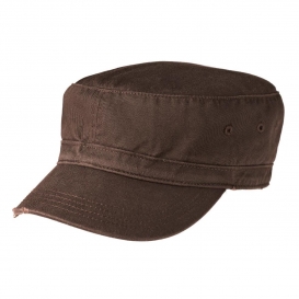 District DT605 Distressed Military Hat - Chocolate Brown
