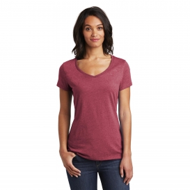 District DT6503 Women\'s Very Important Tee V-Neck - Heathered Cardinal