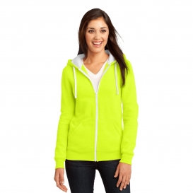 District DT801 Juniors Concert Fleece Full-Zip Hoodie - Neon Yellow