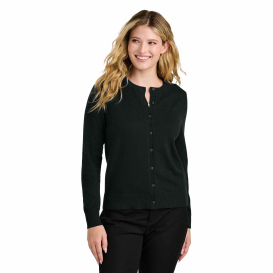 Port Authority LSW2870 Ladies Easy Care Crewneck Cardigan Sweater - Deep Black