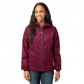 Eddie Bauer EB501 Ladies Packable Wind Jacket - Black Cherry