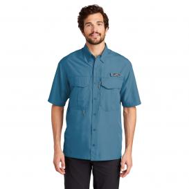 WORLD WIDE SPORTSMAN Blue Button Front Short Sleeve Shirt Fishing Mens M
