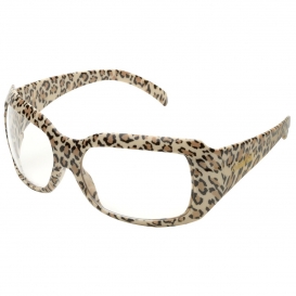 Elvex SG-42C-LEO Chica Safety Glasses - Leopard Print Frame - Clear Lens